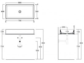 Раковина для ванной комнаты Simas Agile накладная 800х400 мм санфаянс белый AG80