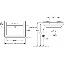 Раковина для ванної кімнати Villeroy & Boch Hommage підвісна 750х580 мм яскраво-білий CeramicPlus 7101LGR2