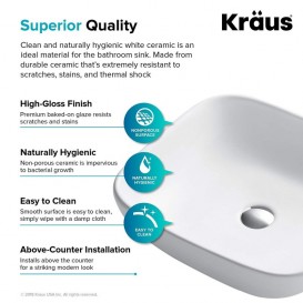 Раковина для ванної Kraus Elavo накладна 46х41 см кераміка білий KCV-127