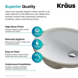 Раковина для ванной Kraus Elavo врезная 45,5х37,5 см керамика белый KCU-211