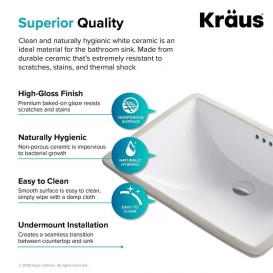 Раковина для ванной Kraus Elavo врезная 59,1х41,3 см керамика белый KCU-251