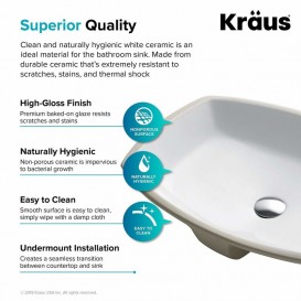 Раковина для ванної Kraus Elavo врізна 60х44 см кераміка білий KCU-261