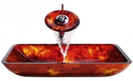 Раковина для ванної Kraus Multi-Tone скло вогненний опал GVR-400-RE-15mm