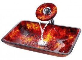 Раковина для ванної Kraus Multi-Tone скло вогненний опал GVR-400-RE-15mm