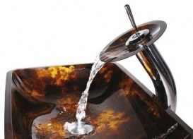 Раковина для ванної Kraus Multi-Tone скло осінній ліс GVR-410RE-15mm