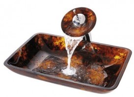 Раковина для ванної Kraus Multi-Tone скло осінній ліс GVR-410RE-15mm