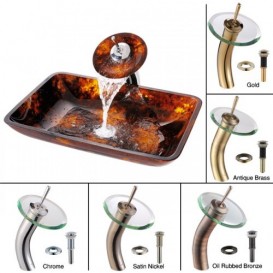 Раковина для ванної Kraus Multi-Tone скло осінній ліс GVR-410RE-15mm