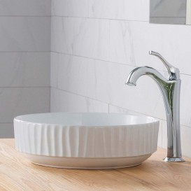 Раковина для ванної Kraus Viva Ø40 см кераміка глянсовий білий KCV-201GWH