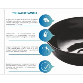 Раковина для ванної Kraus Viva Ø41,9 см кераміка глянсовий чорний KCV-200GBL