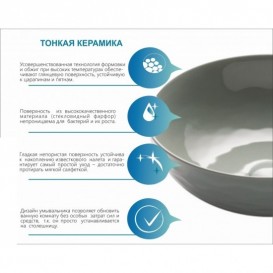 Раковина для ванної Kraus Viva Ø41,9 см кераміка глянсовий сірий KCV-200GGR