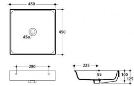 Раковина для ванной квадратная Kerasan Cento подвесная/накладная 45х45 см белая 354401