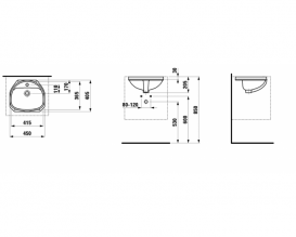 Раковина для ванної Laufen Bijou 45х40,5 см вбудована знизу білий H8112200000001