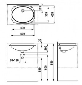 Раковина для ванной Laufen Birova 53х40,5 см встраиваемая снизу белый H8111910000001