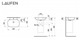 Раковина для ванной Laufen Ino 56х45 см без отверстий под смеситель керамика белый матовый H8103027571091