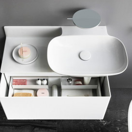 Раковина для ванной Laufen Ino 90х45 см без отверстий полка слева керамика белый матовый H8133017571121