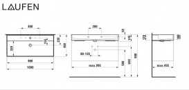 Раковина для ванної кімнати Laufen Kartell 100х46 см з 1 отвором під змішувач кераміка білий матовий H8103377571041