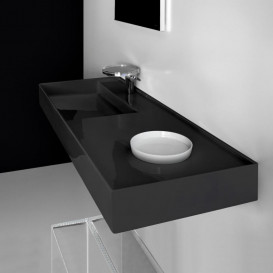 Раковина для ванной Laufen Kartell 120х46 см полка справа c 1 отверстием керамика черный глянцевый H8133320201111