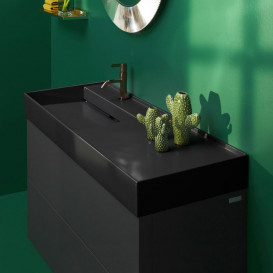 Раковина для ванной Laufen Kartell 120х46 см полка справа c 1 отверстием керамика черный глянцевый H8133320201111