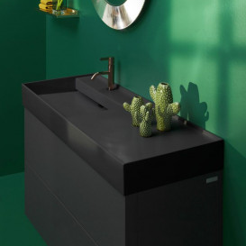 Раковина для ванной Laufen Kartell 120х46 см полка справа c 1 отверстием керамика черный матовый H8133327161111