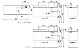Раковина для ванной Laufen Kartell 120х46 см полка слева c 2 отверстиями керамика черный глянцевый H8133330208151