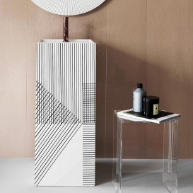 Раковина для ванной Laufen Kartell 37,5х43,5 см напольная с 1 отверстием керамика серый с линейным декором H811331D011111