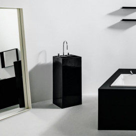 Раковина для ванної Laufen Kartell 37,5х43,5 см підлогова з 3 отворами кераміка чорний матовий H8113317161581