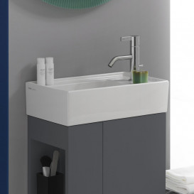 Раковина для ванной Laufen Kartell 46х28 см со скрытым сливом с 1 отверстием керамика белый с покрытием LCC H8153344001111