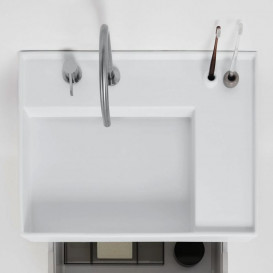  	Раковина для ванной Laufen Kartell 60х46 см со скрытым сливом и с 2 отверстиями керамика белый матовый H8103347578151