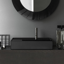 Раковина для ванной Laufen Kartell 60х46 см со скрытым сливом без отверстия керамика черный глянцевый H8103350201121