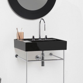 Раковина для ванной Laufen Kartell 60х46 см со скрытым сливом и с 3 отверстиями керамика черный матовый H8103357161581