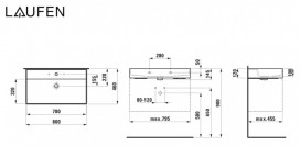 Раковина для ванної Laufen Kartell 80х46 см з 3 отворами під змішувач кераміка чорний матовий H8103367161081