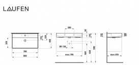 Раковина для ванной Laufen Kartell 80х46 см без отверстий под смеситель керамика черный глянцевый H8103360201091
