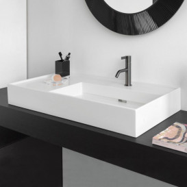 Раковина для ванной Laufen Kartell 90х46 см полка слева без отверстий под смеситель керамика белый матовый H8103397571121