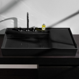 Раковина для ванной Laufen Kartell 90х46 см полка справа c 3 отверстиями керамика черный матовый H8103387161581
