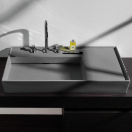 Раковина для ванной Laufen Kartell 90х46 см полка справа c 3 отверстиями керамика графит матовый H8103387581581