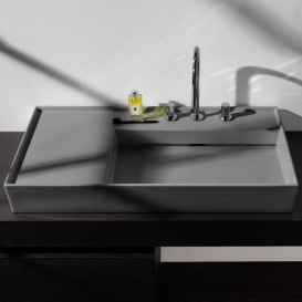 Раковина для ванной Laufen Kartell 90х46 см полка слева c 3 отверстиями керамика графит матовый H8103397581581