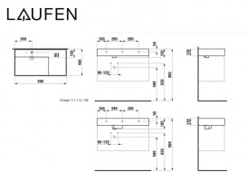 Раковина для ванної Laufen Kartell 90х46 см полиця праворуч з 2 отворами кераміка графіт матовий H8103387588151