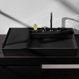 Раковина для ванної Laufen Kartell 90х46 см з 3 отворами полиця зліва шліфована кераміка чорний матовий H8183397161581