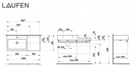 Раковина для ванної Laufen Living 100х46 см з 1 отвором полиця праворуч підрізна кераміка білий H8184320001351
