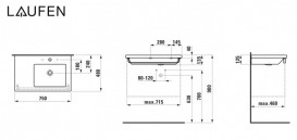 Раковина для ванной Laufen Living 75х48 см с 3 отверстиями полка слева керамика белый H8174390001081