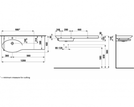 Раковина для ванной Laufen Palace 120х46 см с интегрированной керамической полкой справа H8167060001081