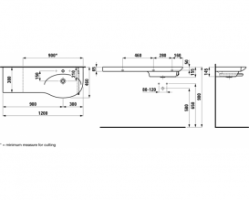 Раковина для ванной Laufen Palace 120х46 см с интегрированной керамической полкой слева H8167050001081