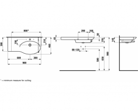 Раковина для ванной Laufen Palace 90х46 см с интегрированной керамической полкой слева H8167010001041