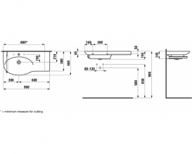 Раковина для ванной Laufen Palace 90х46 см с интегрированной керамической полкой справа H8167020001081