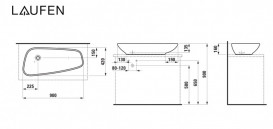 Раковина для ванной Laufen Palomba Collection 90х42 см керамика белый H8168010001121