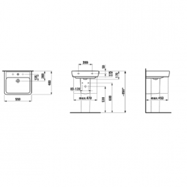 Раковина для ванной Laufen Pro А 55х48 см накладная сверху белый с покрытием LCC H8189514001041