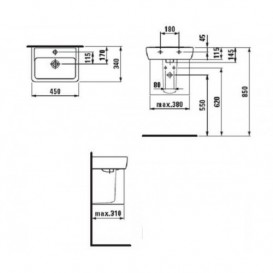 Раковина для ванной Laufen Pro A подвесная 45 см белый H8119514001041