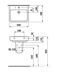 Раковина для ванной Laufen Pro A подвесная 60 см белый глянцевый H8189520001041