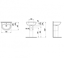 Раковина для ванной Laufen Pro B 55х45 см подвесная белый с покрытием LCC H8109514001041