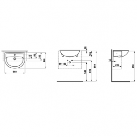 Раковина для ванної Laufen Pro B 56х44 см напіввбудована білий з покриттям LCC H8129514001041